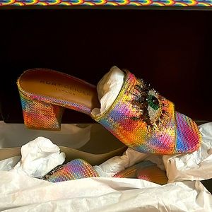 Kurt Geiger Olive Block Eye ladies mule NIB 7.5